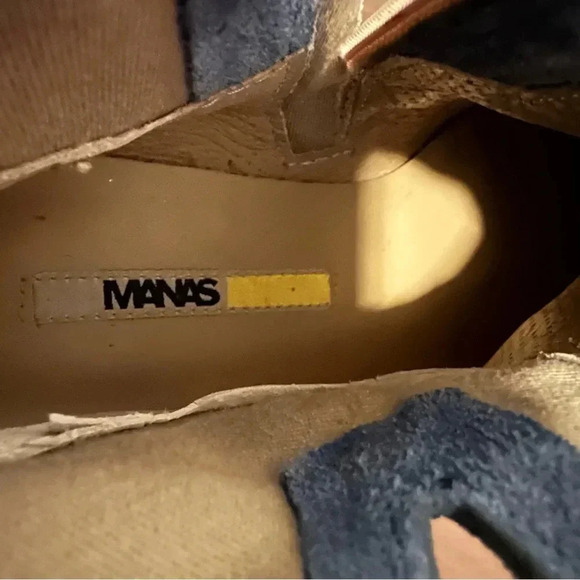 Size 37 (7-7.5) Manas Blue Suede Leather Ankle Boots - Picture 5 of 6